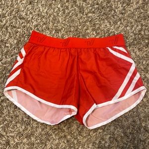 Red Varsity athletic shorts